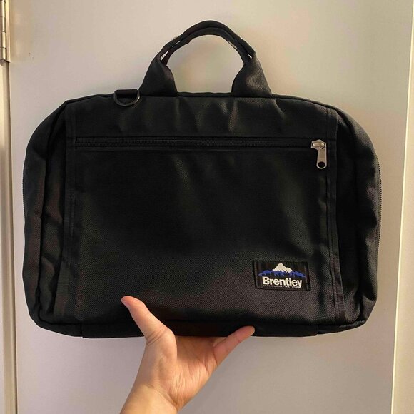 vintage Brentley / Brenthaven black laptop briefcase crossbody shoulder bag - Picture 1 of 16